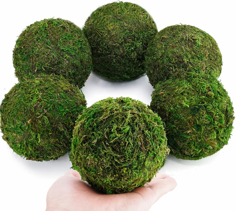 BYHER Decorative Moss Balls Set - Fake Moss Balls for Bowl Fillers, Centerpiece Decor, Home Decor, Vase Filler, Wedding Decor, Table Arrangement, Coffee Accents, DIY Crafts (Large - 3.2"-Set of 6) - Image 1